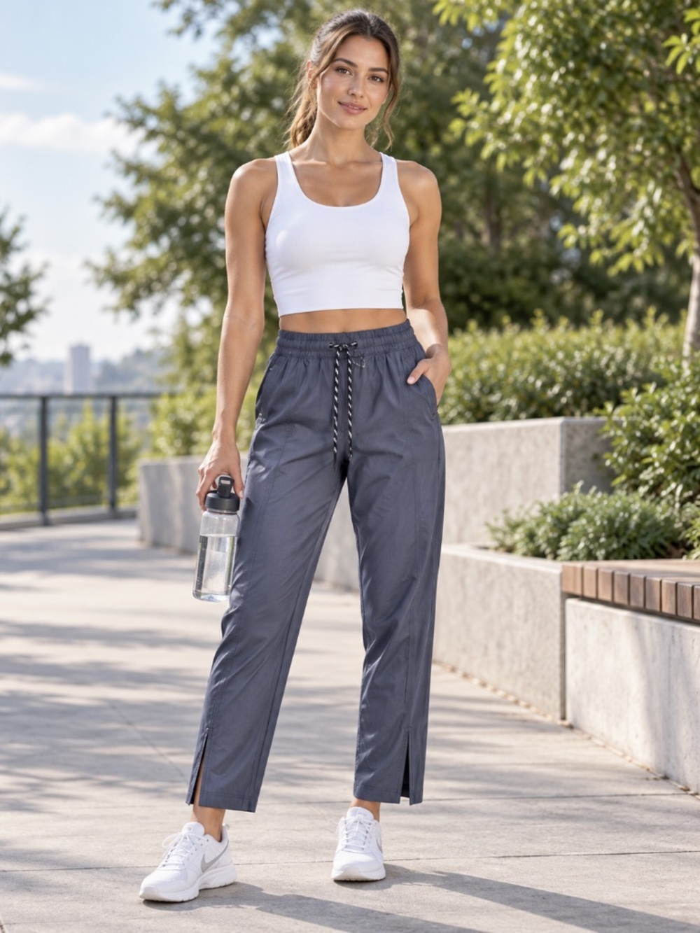 FLX | Navy Ankle Slit Athletic Pants | Size Medium